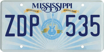 MS license plate ZDP535