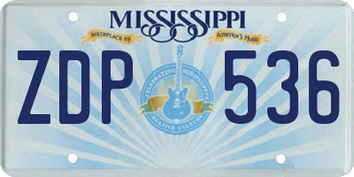 MS license plate ZDP536