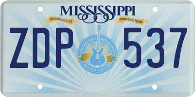 MS license plate ZDP537