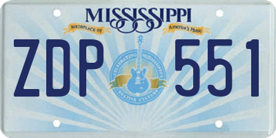 MS license plate ZDP551