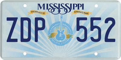 MS license plate ZDP552