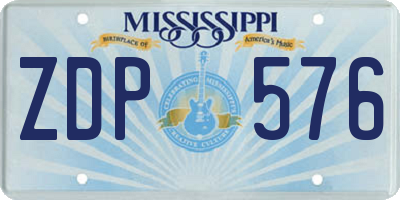 MS license plate ZDP576
