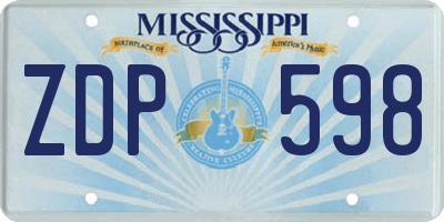 MS license plate ZDP598