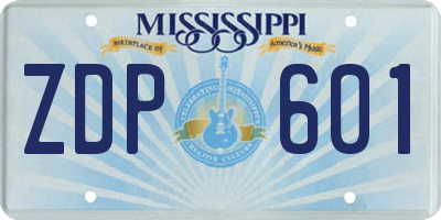 MS license plate ZDP601