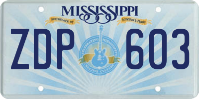 MS license plate ZDP603