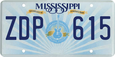 MS license plate ZDP615
