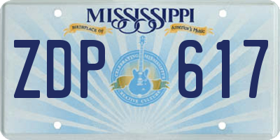 MS license plate ZDP617