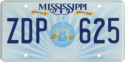 MS license plate ZDP625