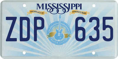 MS license plate ZDP635