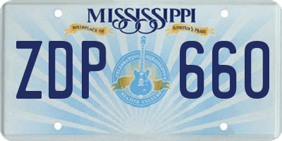 MS license plate ZDP660