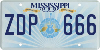 MS license plate ZDP666