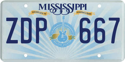 MS license plate ZDP667