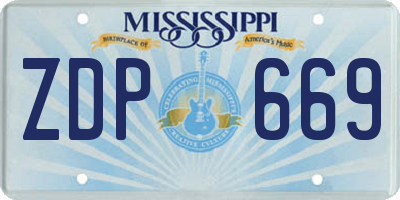 MS license plate ZDP669