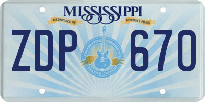 MS license plate ZDP670