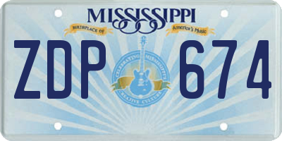 MS license plate ZDP674
