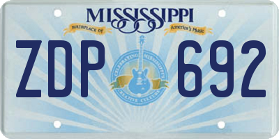 MS license plate ZDP692
