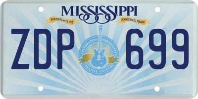 MS license plate ZDP699