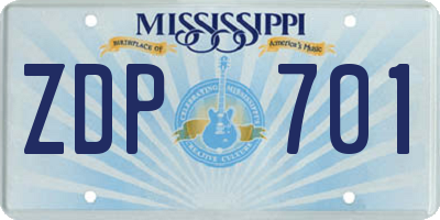 MS license plate ZDP701