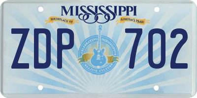MS license plate ZDP702