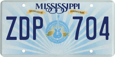 MS license plate ZDP704
