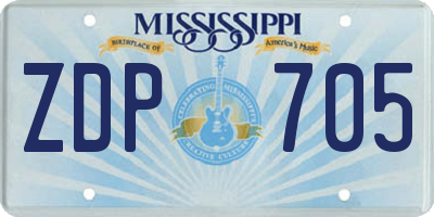 MS license plate ZDP705