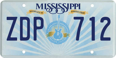 MS license plate ZDP712
