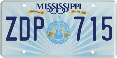 MS license plate ZDP715