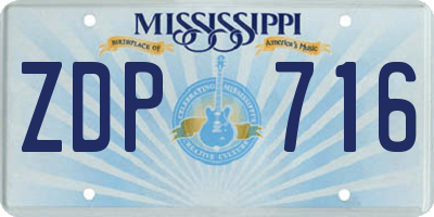 MS license plate ZDP716