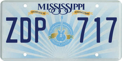 MS license plate ZDP717