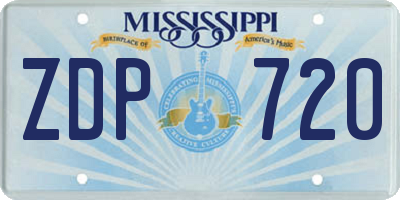 MS license plate ZDP720