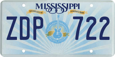 MS license plate ZDP722