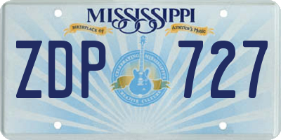 MS license plate ZDP727