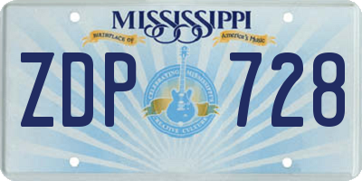 MS license plate ZDP728