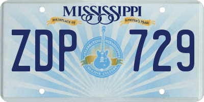 MS license plate ZDP729