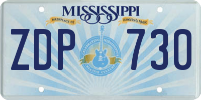MS license plate ZDP730