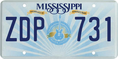 MS license plate ZDP731