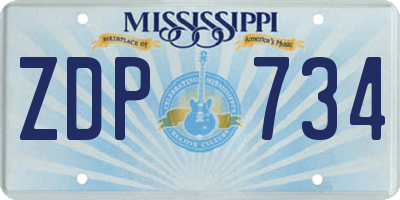 MS license plate ZDP734