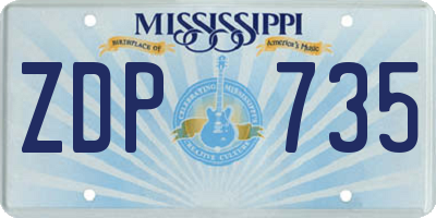 MS license plate ZDP735