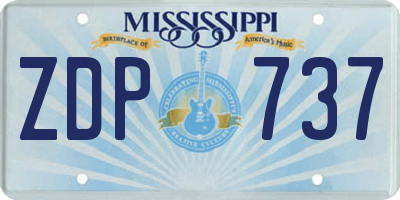 MS license plate ZDP737