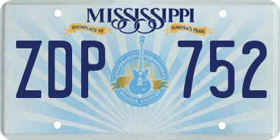 MS license plate ZDP752