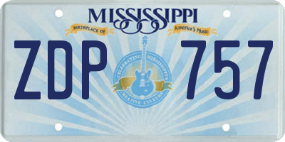 MS license plate ZDP757