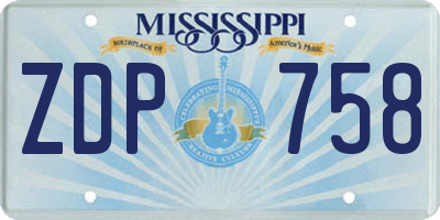 MS license plate ZDP758