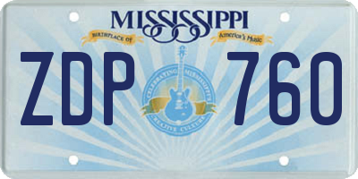 MS license plate ZDP760