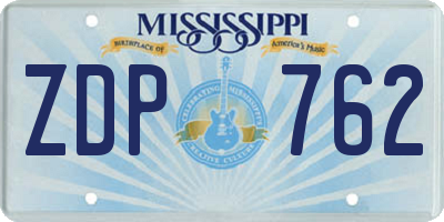 MS license plate ZDP762