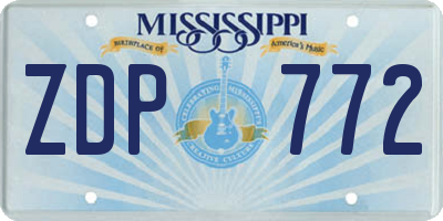 MS license plate ZDP772