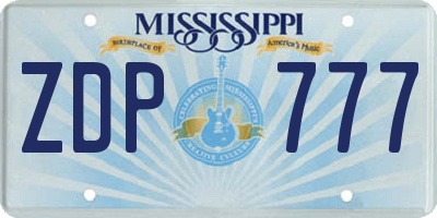 MS license plate ZDP777