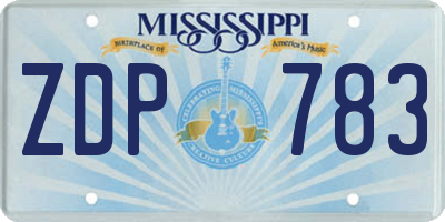 MS license plate ZDP783