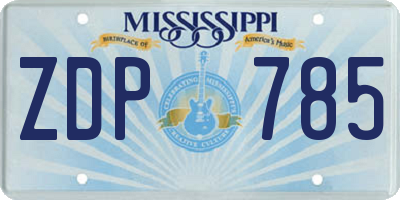 MS license plate ZDP785