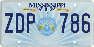 MS license plate ZDP786