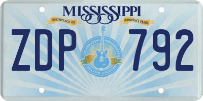 MS license plate ZDP792